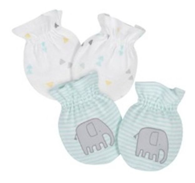 Imagen de Packs De 2 Mitones Algodón Elefante Verde Gerber Bebes 0-3m Verde 0-3m