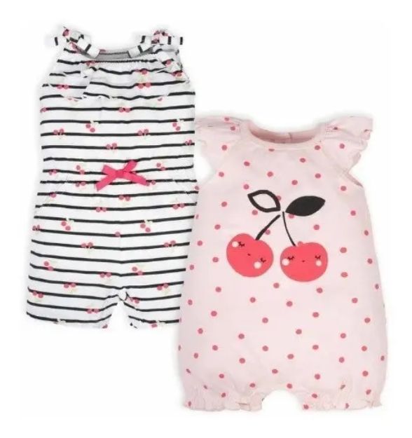 Imagen de Pack De 2 Romper Para Bebés Algodon Cerezas Gerber Rosa Claro 18m