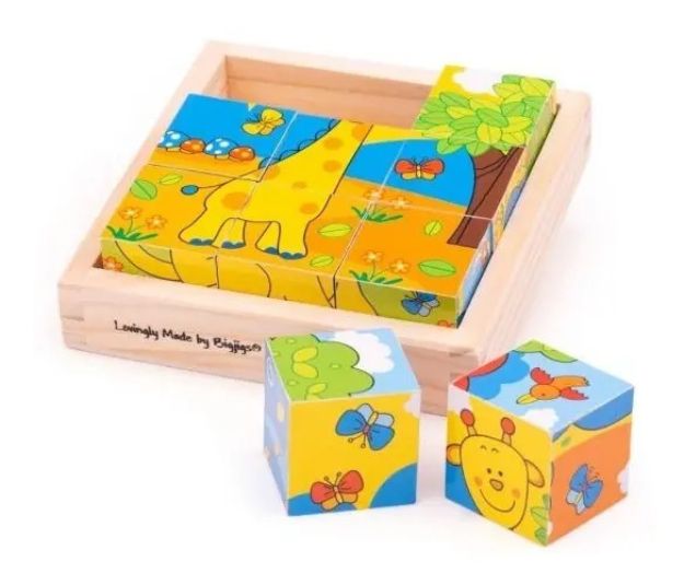 Imagen de Puzzle Cubos De Madera Safari Bigjigs Niños A Partir De 10m