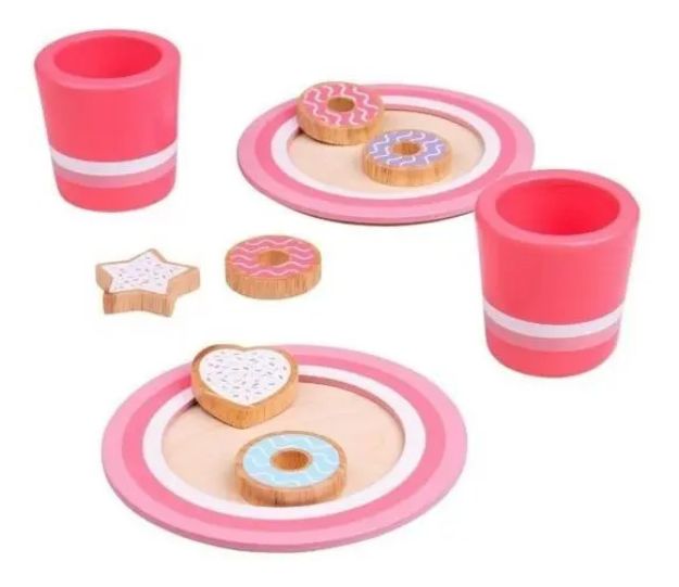 Imagen de Set De Juego Merendar Con Vasos Platitos Y Galletas Bigjigs