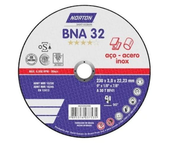 Imagen de Disco corte metal chato 350x2.8x25mm BNA 32 AZ NORTON - Ynter Industrial