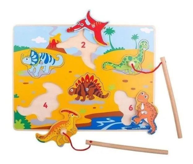 Imagen de Puzzle Magnético Madera A Pescar Dinosaurios Bigjigs 18mes  