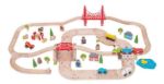 Imagen de Juego De Madera Pista De Trenes Estación Y Carretera Bigjigs Trenes Rojo