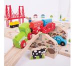 Imagen de Juego De Madera Pista De Trenes Estación Y Carretera Bigjigs Trenes Rojo