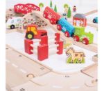 Imagen de Juego De Madera Pista De Trenes Estación Y Carretera Bigjigs Trenes Rojo