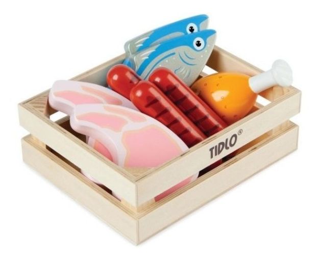 Imagen de Canasto De Carnes Y Pescado Juguetes De Madera Bigjigs Multicolor