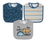 Imagen de Set De 3 Baberos Dinosaurio Azul Bebes Impermeables Gerber Dino Blue Azul 0 A 6 Meses