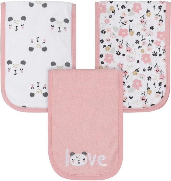 Imagen de Pack De 3 Provecheros Tela Toalla Babitas Gerber Love Rosa