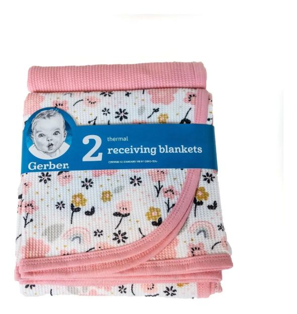 Imagen de Set X2 Mantas De Recibimiento Bebes Osita Floral Gerber