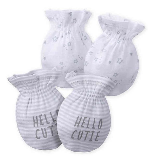 Imagen de Packs De 2 Mitones Algodón Corderito Gerber Para Bebes 0-3m Blanco 0 A 3 Meses
