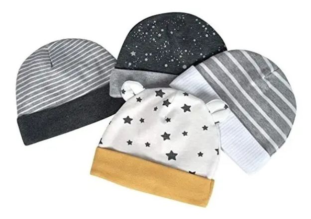 Imagen de Set De 4 Gorros León Algodón Orgánico Just Born 0 A 6 Meses Amarillo 0 A 6 Meses