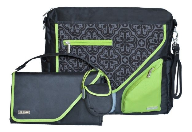 Imagen de Bolso Maternal Midnight Verde Accesorios Jjcole Con Detalle Verde