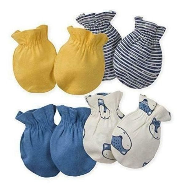 Imagen de Set De 4 Mitones Algodón Zorro Azul Gerber 0 A 3 Meses Azul 0 A 3 Meses