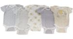 Imagen de Set De 5 Bodies Manga Corta Algodón Neutral Elefantes Gerber Beige 3 A 6 Meses