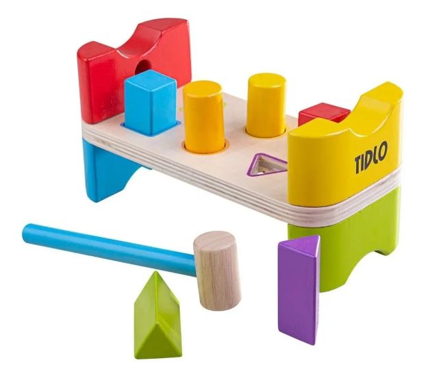 Imagen de Juego Madera Banco Con Martillo Y Figuras Bebes 18m+ Multicolor