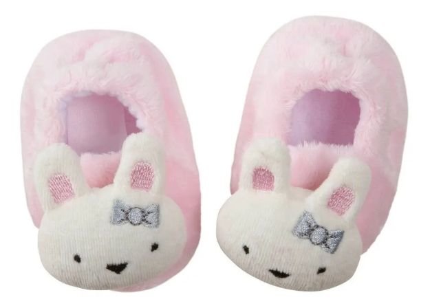 Imagen de Zapatitos Plush Escarpines Conejita Rosa Bebés 0-6m Gerber Rosa 0 A 6m