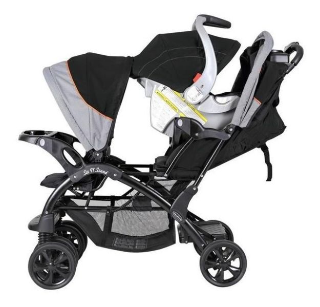 Imagen de Coche Completo Doble Con Babysilla,base Isoclic Para El Auto Negro
