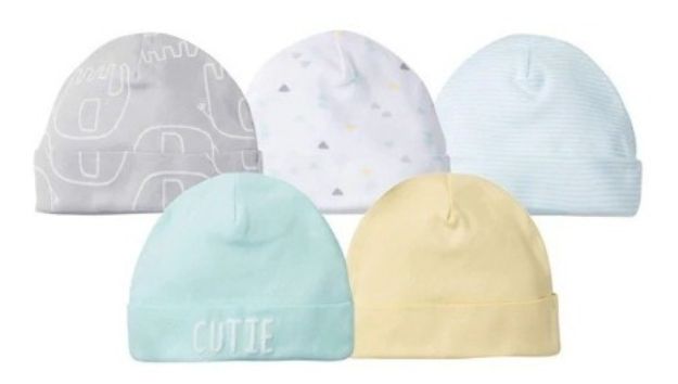 Imagen de Pack X5 Gorros Bebes De Recién Nacidos Gerber Animales Verde Recién Nacidos