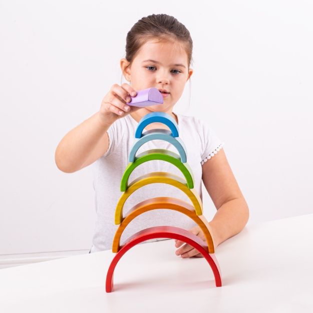 Imagen de Juguete Apilable Arcoiris De Madera Bebes 18 Meses Bigjigs Multicolor