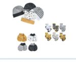 Imagen de Pack Regalo 4 Gorros, 4 Mitones, 6 Medias Algodón Orgánico L Amarillo 0 A 6 Meses
