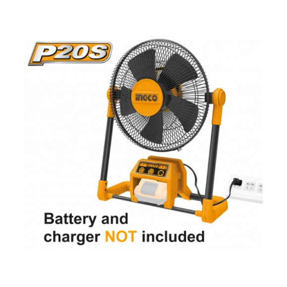 Imagen de Ventilador a batería 30cm a bat. de Litio 20V y 220V Ingco linea P20S - Ynter Industrial