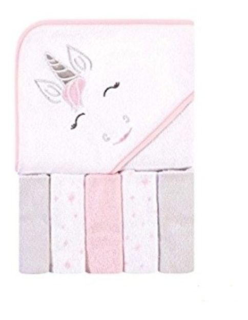 Imagen de Toalla Con Capucha Mas 5 Babitas Toallitas De Cola Bebes Unicornio