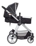Imagen de Coche Con Babysilla, Moises, Base Para Auto Y Barra Bebes Negro Gris