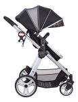 Imagen de Coche Con Babysilla, Moises, Base Para Auto Y Barra Bebes Negro Gris