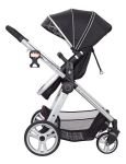 Imagen de Coche Con Babysilla, Moises, Base Para Auto Y Barra Bebes Negro Gris