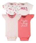 Imagen de Pack De 4 Bodies Manga Corta Algodón Bebes Verano Gerber Coral 24 Meses
