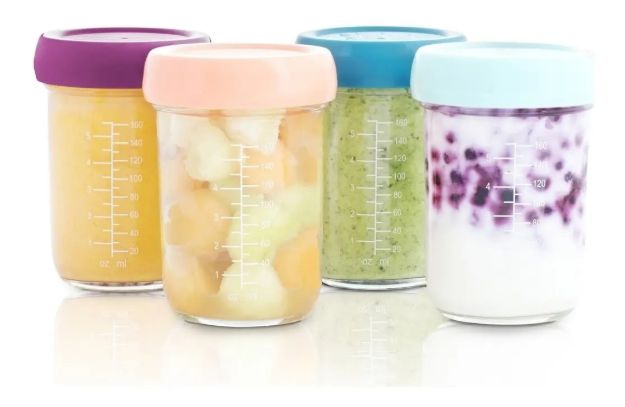 Imagen de Pack X 4 Bowls De Vidrio 220ml Comida Bebes Babymoov Papilla