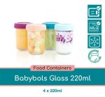 Imagen de Pack X 4 Bowls De Vidrio 220ml Comida Bebes Babymoov Papilla