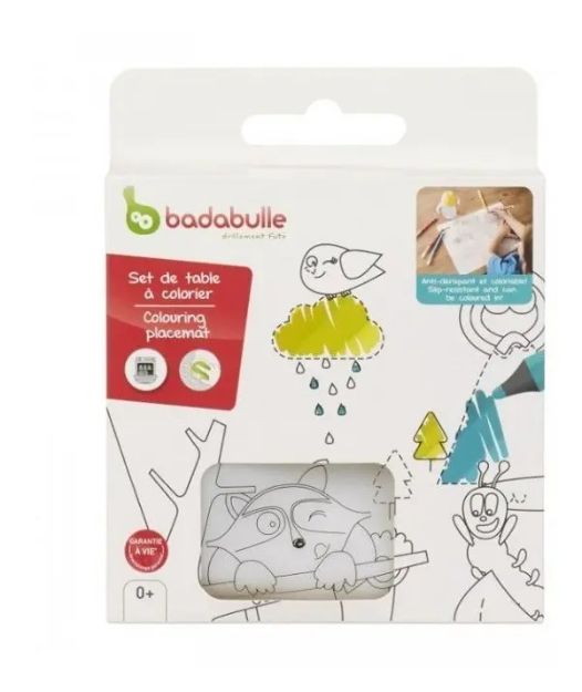 Imagen de Mantel Individual Colorear Silicona Lavable Antideslizante Blanco Dibujo Animales