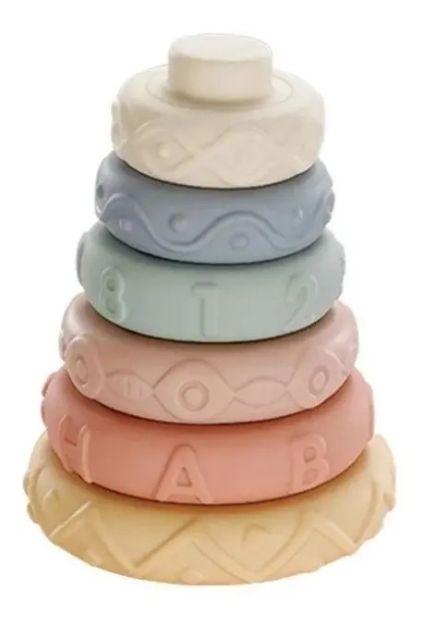 Imagen de Juguete Didáctico Apilar Silicona Discos Anillos Bebes 6m+ Multicolor