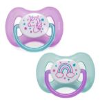 Imagen de Packx 2 Chupetes Silicona Extra Suave Brilla Oscuridad Bebe  Violeta 0 A 6 Meses