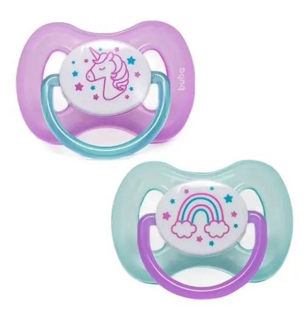 Imagen de Packx 2 Chupetes Silicona Extra Suave Brilla Oscuridad Bebe  Violeta 0 A 6 Meses
