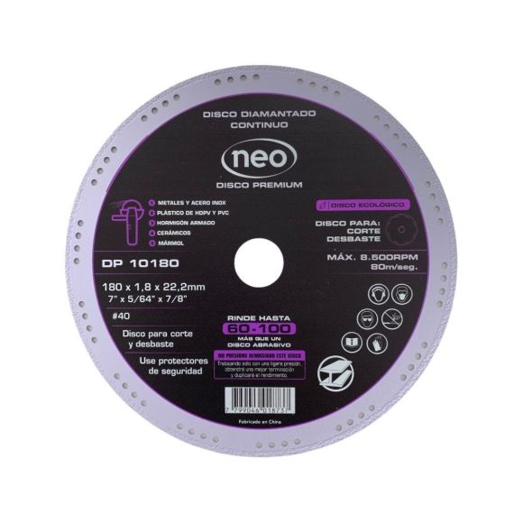 Imagen de Disco Multipropósito Premium Diamantado Neo 180mm -Ynter