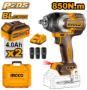 Imagen de Llave De Impacto 1/2" C/2Bat 4Ah Ingco 20V Brushless - Ynter