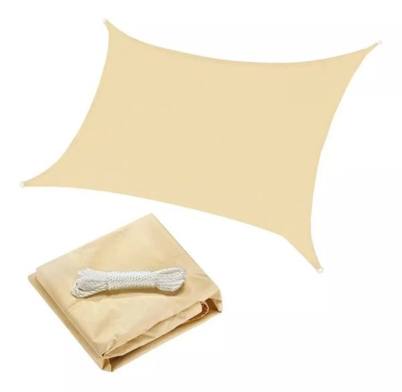 Imagen de Toldo vela rectangular beige con filtro UV 4 x 4 mts