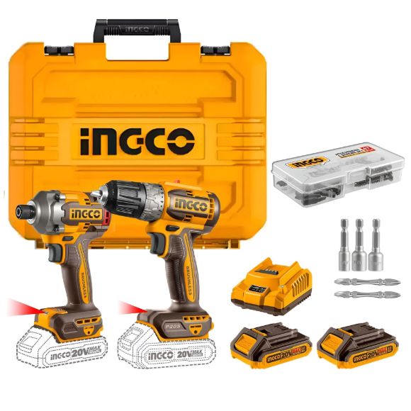 Imagen de Kit atornillador de impacto 20V + atornillador 20V Ingco P20S -Ynter Industrial