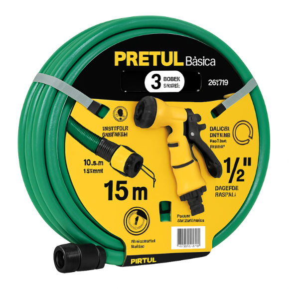 Imagen de Manguera 3 Capas 1/2″+ Pistola Plástica 4″ Pretul