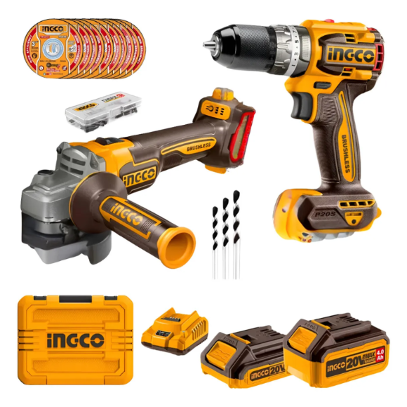 Imagen de Combo Taladro Percutor 66NM + Amoladora 20v Ingco c/ 2Bat 4amp