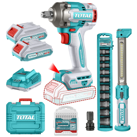 Imagen de Kit Llave Impacto 20v 1/2'' + Linterna C/2Bat 2.0Ah Total - Ynter