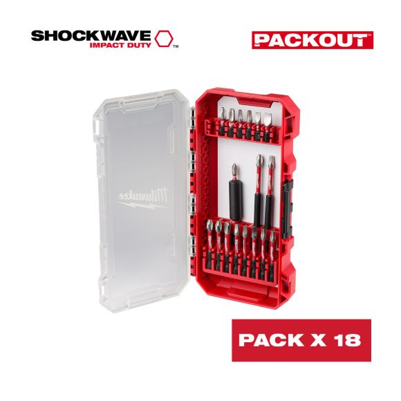 Imagen de Kit Puntas P/atornillador Impacto 18pz Shockwave Milwaukee