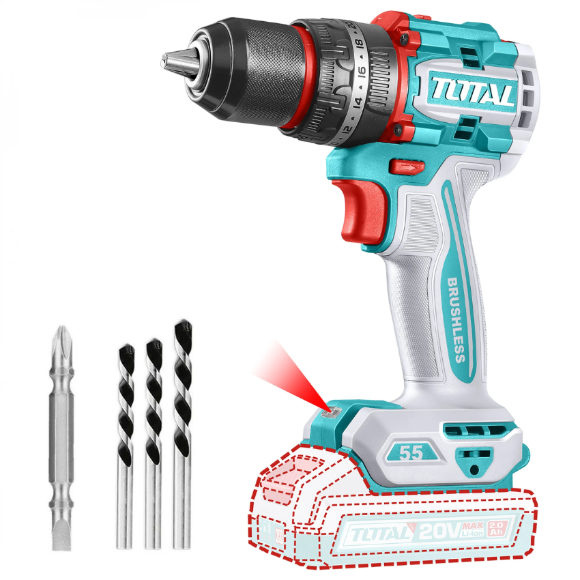 Imagen de Taladro Atornillador S/Bat Brushless 55 Nm 20v Total - Ynter