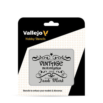 Imagen de Vallejo Stencils Rótulo de Motocicleta Vintage 125 x 125 mm