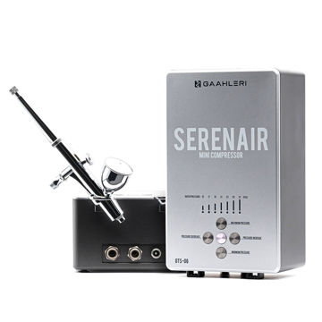 Imagen de Kit Mini Compresor de Aire Gaalheri Serenair GTS-06 + Aerógrafo