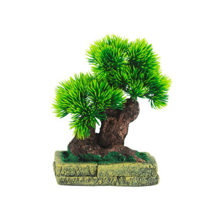 Imagen de Adorno maceta rústica con bonsai de pino
