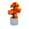 Imagen de Adorno maceta rústica con flores naranjas