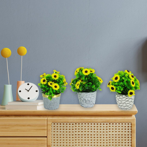 Imagen de Adorno maceta rústica con girasoles